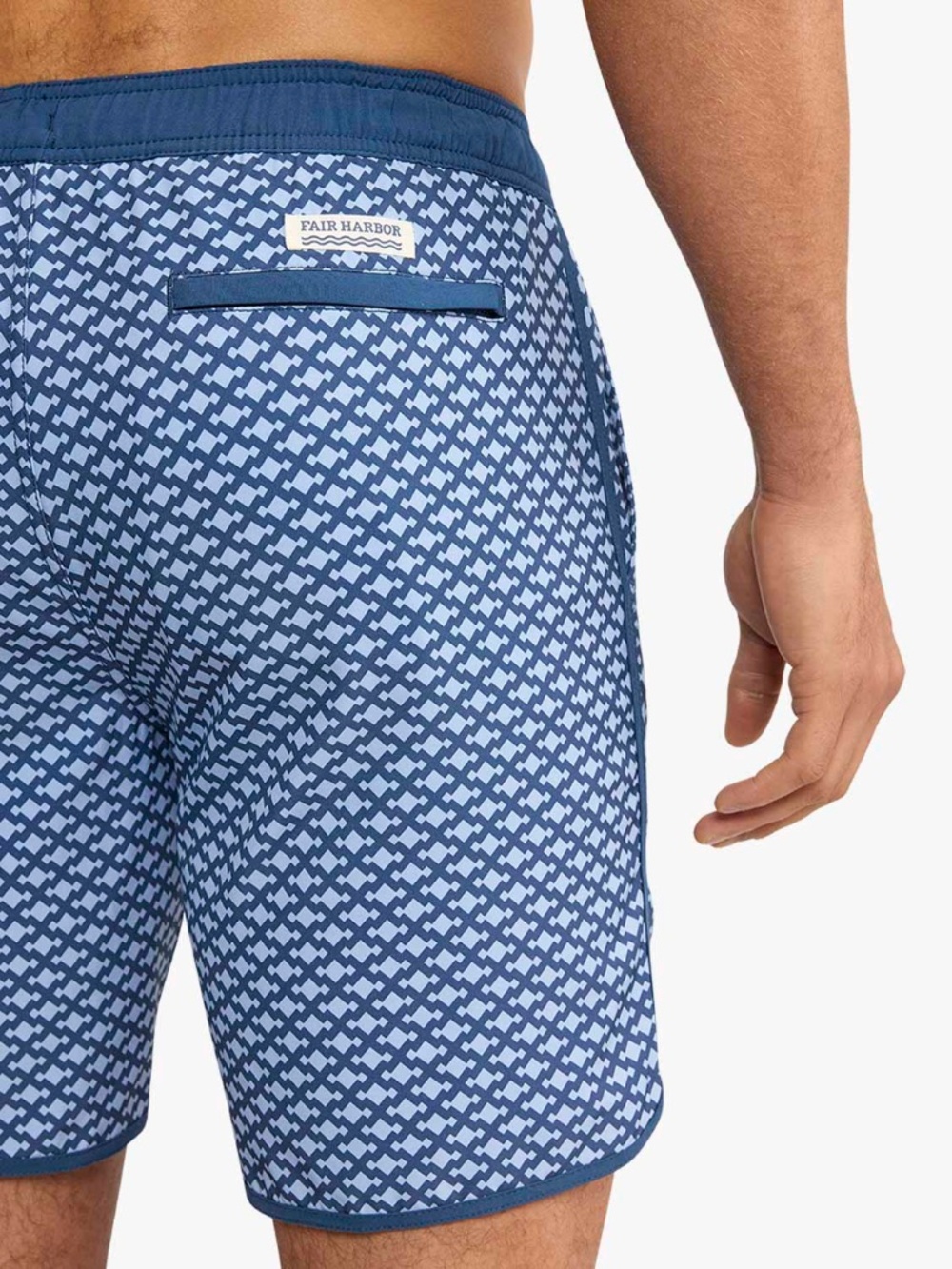 Fair Harbor The Anchor Swim Trunks Navy Geometric Pattern Lined Size Small